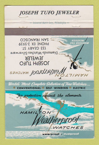 Matchbook Cover - Hamilton Watches Tufo Jewelry San Francisco CA WEAR 40 Strike