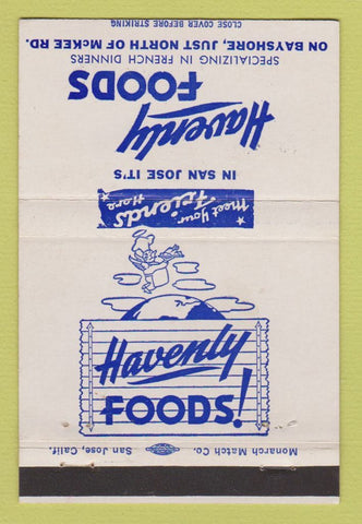 Matchbook Cover - Havenly Foods Restaurant San Jose CA 40 Strike