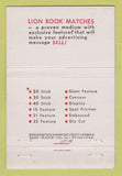 Matchbook Cover - Lion Match Company RMS Indianapolis IN 1954 22 Strike Feature