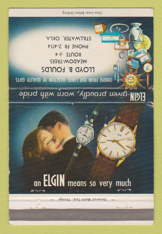 Matchbook Cover Elgin Watches Lloyd Foulds Jewelry Stillwater OK WEAR 40 Strike