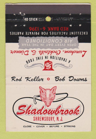 Matchbook Cover - Shadowbrook Restaurant Shrewsbury NJ 40 Stick