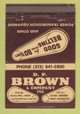 Matchbook Cover - DP Brown Beling Detroit MI conveyors  40 Strike