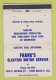 Matchbook Cover - Franks Electric Motor Service Long Beach CA WEAR 40 Strike