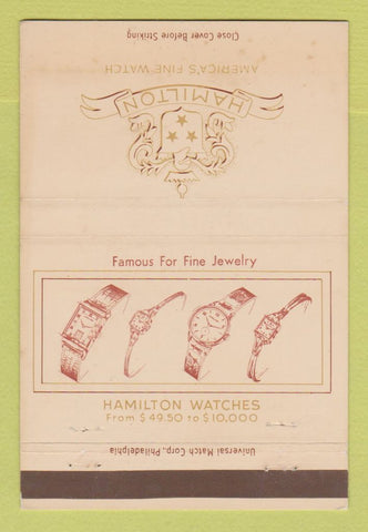 Matchbook Cover - Hamilton Watches WEAR 40 Strike