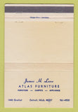 Matchbook Cover - James Lane Atlas Furniture Detroit MI WEAR 40 Strike