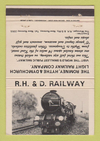 Matchbook Cover - Romney Hythe Dymchurch Railroad UK England WEAR 40 Strike