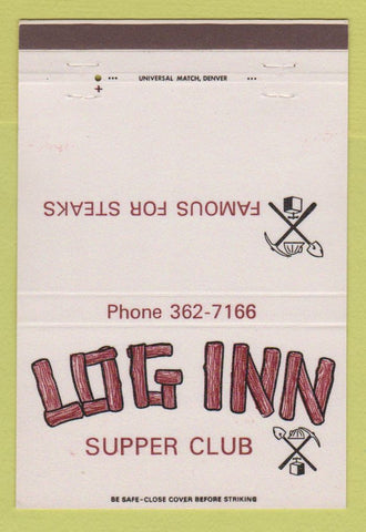 Matchbook Cover - Log Inn Supper Club Rock Springs Green River WY 40 Strike