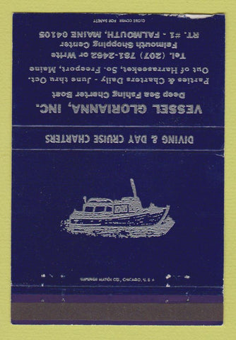 Matchbook Cover - Vessel Glorianna Charter Boat Falmouth ME WORN 40 Strike