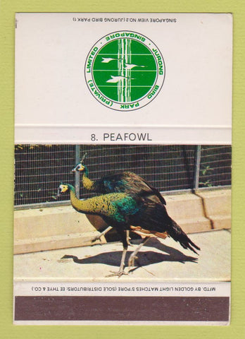 Matchbook Cover - Jurong Bird Park Singapore Peafowl WEAR 40 Strike