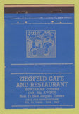 Matchbook Cover - Ziegfeld Cafe Restaurant Hungarian WEAR 40 Strike