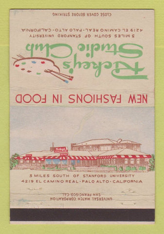 Matchbook Cover - Rickey's Studio Club Palo Alto CA 40 Strike