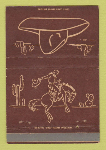 Matchbook Cover - Fred Harvey Cowboy BROWN 40 Strike