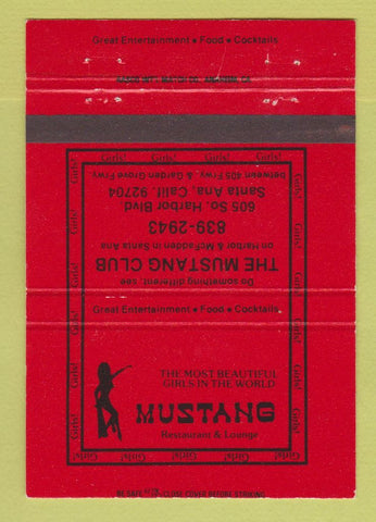 Matchbook Cover - Mustang Strip Club Santa Ana CA girlie 40 Strike