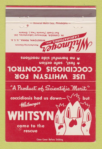 Matchbook Cover - Whitmoyer Labs Myerstown PA agricultural 40 Strike