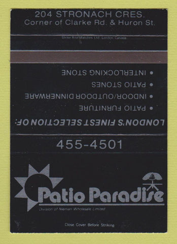 Matchbook Cover - Patio Paradise Furniture London ON SAMPLE 40 Strike