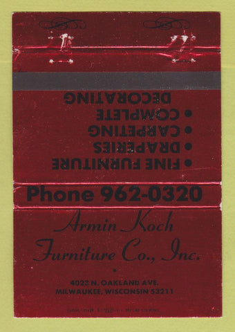 Matchbook Cover - Armin Koch Furniture Milwaukee WI 40 Strike