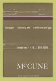 Matchbook Cover - McCune San Francisco CA Antiques Furniture WEAR 40 Strike