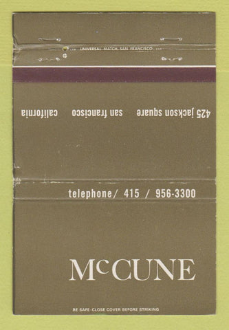 Matchbook Cover - McCune San Francisco CA Antiques Furniture WEAR 40 Strike