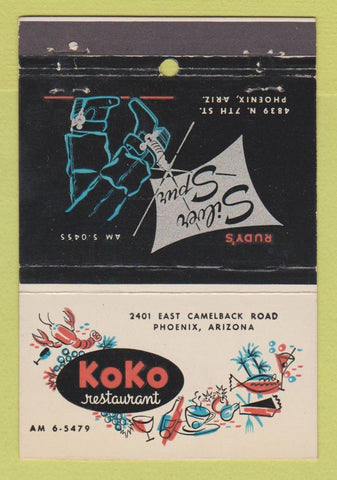 Matchbook Cover Koko Restaurant Rudy's Silver Spur Phoenix AZ  22 Strike Feature
