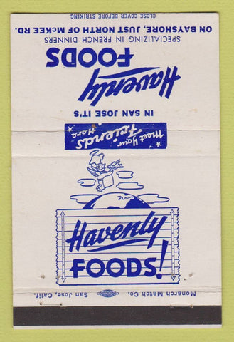 Matchbook Cover - Havenly Foods Restaurant San Jose CA 40 Strike