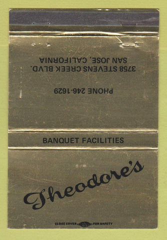 Matchbook Cover - Theodore's San Jose CA restaurant WEAR 40 Strike