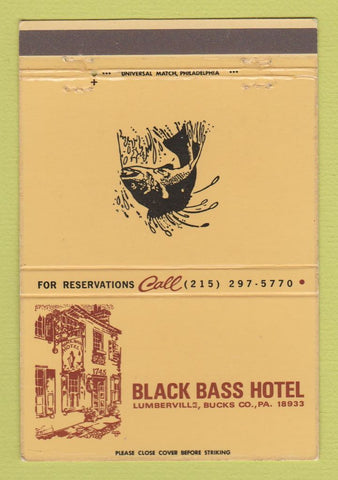 Matchbook Cover - Black Bass Hotel Lumberville PA 40 Strike