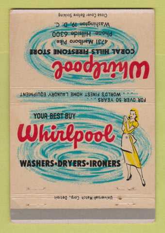 Matchbook Cover Whirlpool Appliances girlie Coral Hills Washington DC 40 Strike