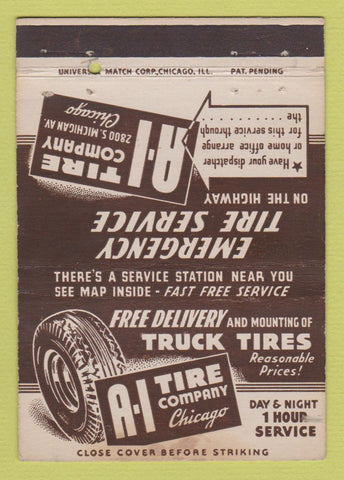 Matchbook Cover - A1 Tire Company Chicago IL 40 Strike