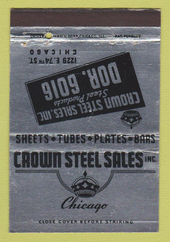 Matchbook Cover - Crown Steel Sales Chicago IL WEAR 40 Strike