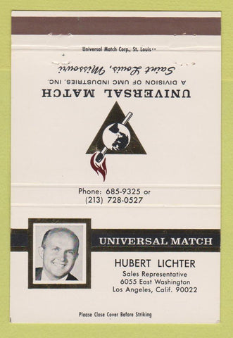 Matchbook Cover - Universal Match Hubert Lichter Los Angeles CA 40 Strike