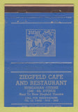 Matchbook Cover - Ziegfeld Cafe Restaurant Hungarian WEAR 40 Strike