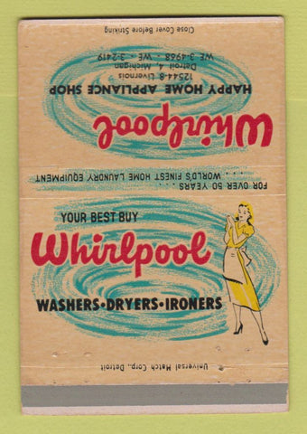 Matchbook Cover - Whirlpool Appliances girlie Happy Home Detroit MI 40 Strike
