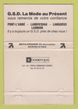 Matchbook Cover - GSD La Mode au Present QC WEAR 40 Strike