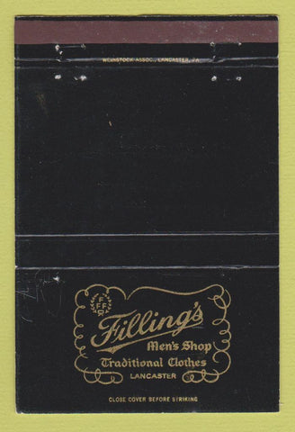 Matchbook Cover - Filling's Men's Clothes Lancaster PA WEAR 40 Strike