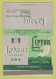 Matchbook Cover - Lykens Socks Lipton Hosiery PA Hagerstown MD 40 Strike