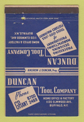 Matchbook Cover - Duncan Tool Company Buffalo NY 40 Strike