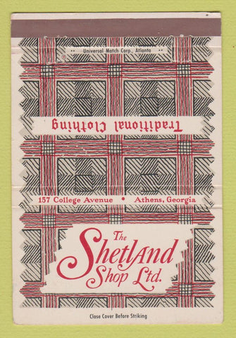 Matchbook Cover - Shetland Shop Clothes Athens GA 40 Strike