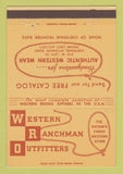 Matchbook Cover - Western Ranchmans Outfitters Clothes Cheyenne WY 40 Strike
