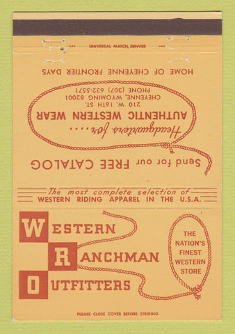 Matchbook Cover - Western Ranchmans Outfitters Clothes Cheyenne WY 40 Strike