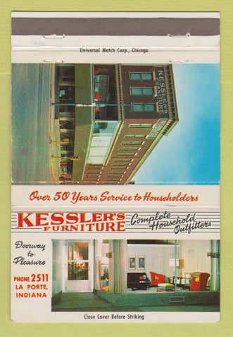 Matchbook Cover - Kessler's Furniture La Porte IN 40 Strike
