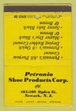 Matchbook Cover - Petronio Shoe Products Corp Newark NJ WORN BACK 40 Strike