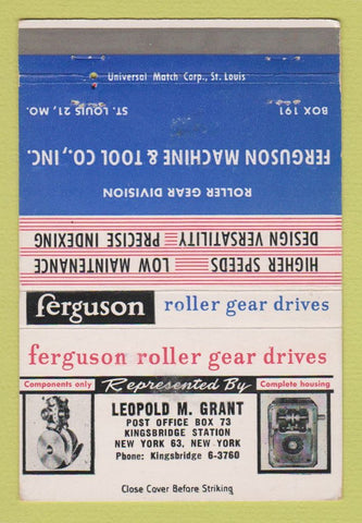 Matchbook Cover - Ferguson Roller Gear Drives New York City 40 Strike