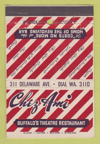 Matchbook Cover - Chez Ami Theatre Restaurant Buffalo NY 40 Stick