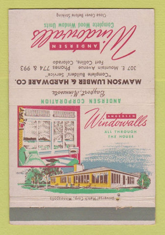 Matchbook Cover - Andersen Windows Bayport MN 40 Strike
