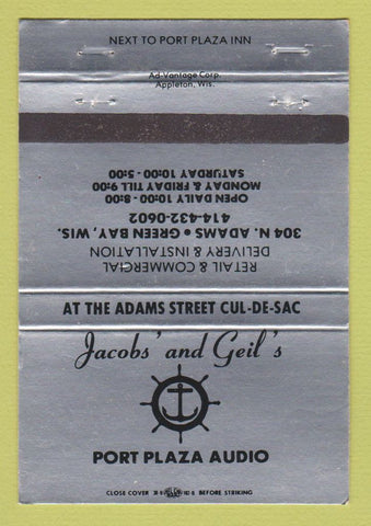Matchbook Cover - Jacobs' and Geil's Port Plaza Audio Green Bay WI 40 Strike