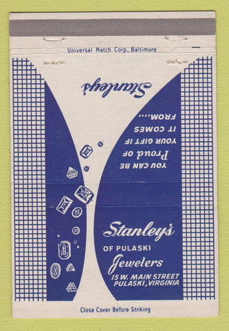 Matchbook Cover - Stanley's Jewelry Pulaski VA 40 Strike