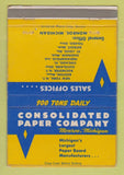Matchbook Cover - Consolidated Paper Monroe MI 40 Strike