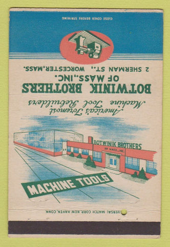 Matchbook Cover - Botwinik Brothers Machine Tools Worcester MA 40 Strike