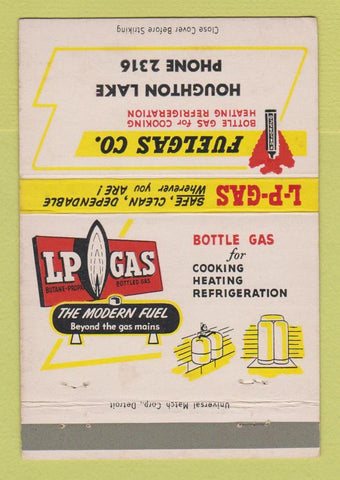 Matchbook Cover - LP Fuel Gas propane Houghton Lake MI 40 Strike
