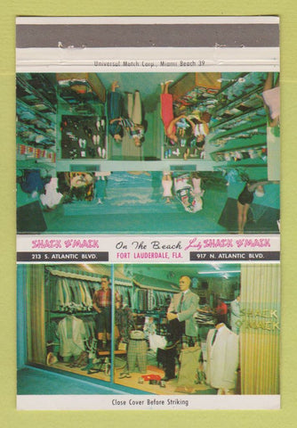 Matchbook Cover - Shack O Mack Clothes Fort Lauderdale FL 40 Strike